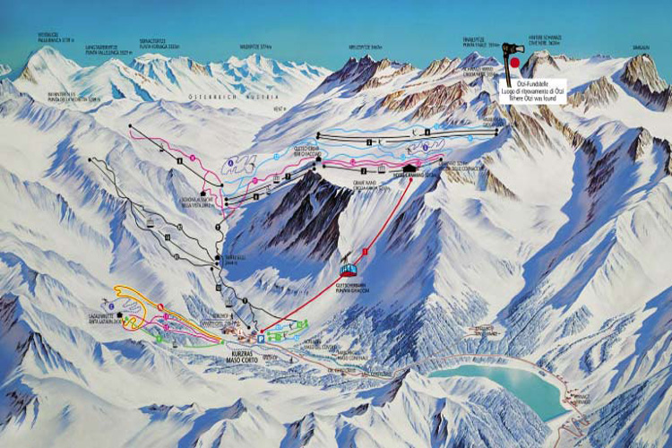 Mappa piste sci Val Senales